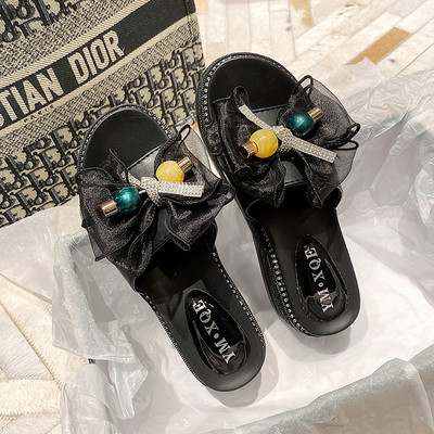 Jauna modeļa vasaras platformas čības ar tilla lenti