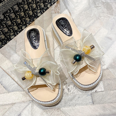 Jauna modeļa vasaras platformas čības ar tilla lenti