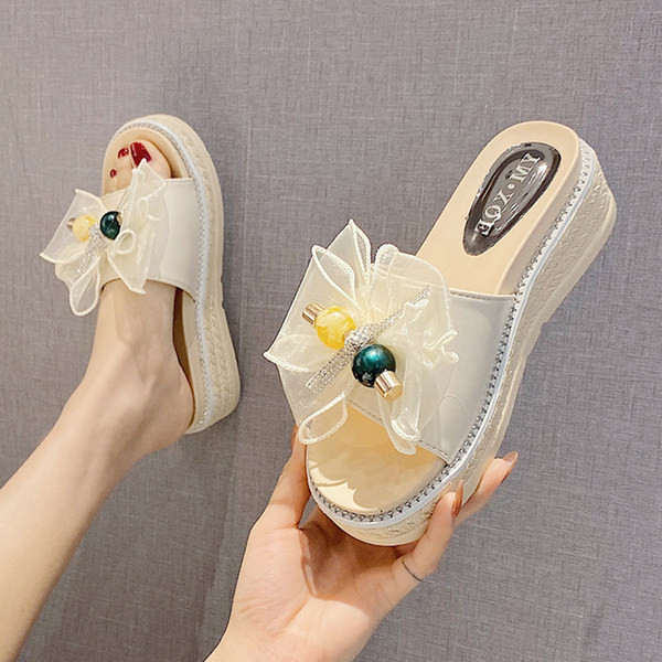 Jauna modeļa vasaras platformas čības ar tilla lenti