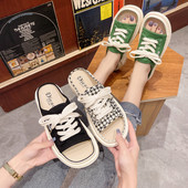 Ikdienas tekstila čības ar mežģīnēm