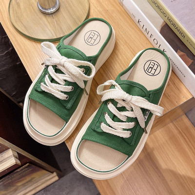 Ikdienas tekstila čības ar mežģīnēm