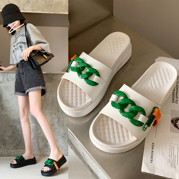 Ikdienas sieviešu čības ar biezu zoli divās krāsās