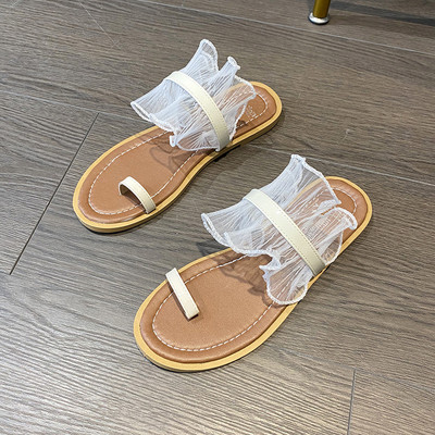 Ikdienas sieviešu čības ar plakanu zoli un tillu