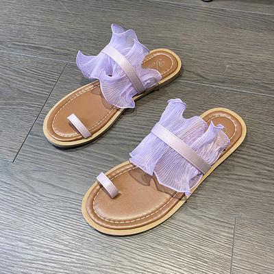 Ikdienas sieviešu čības ar plakanu zoli un tillu