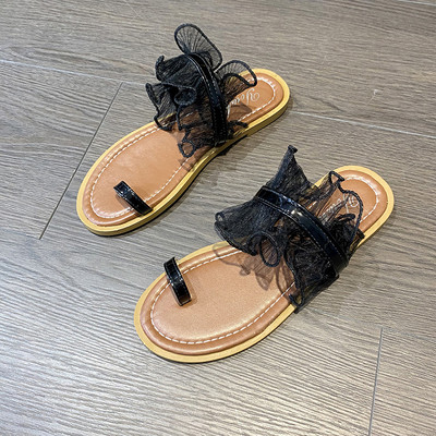 Ikdienas sieviešu čības ar plakanu zoli un tillu