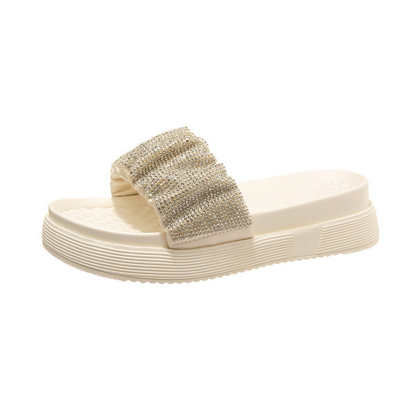 Ikdienas sieviešu čības ar plakanām zolēm un dekorācijas akmeņiem