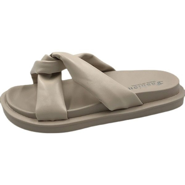 Ikdienas čības ar siksnām no mākslīgās ādas ar plakanu zoli