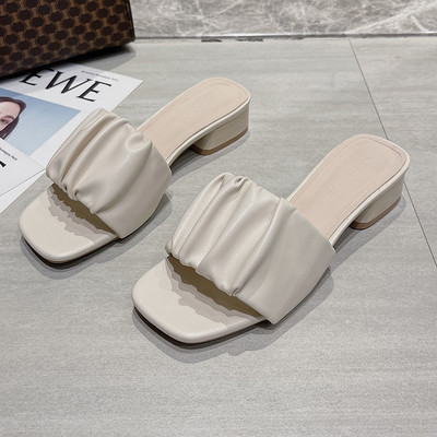 Παντόφλες μοντέρνες γυναικείες  από οικολογικό δέρμα με χαμηλό τακούνια