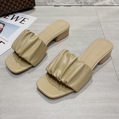 Παντόφλες μοντέρνες γυναικείες  από οικολογικό δέρμα με χαμηλό τακούνια