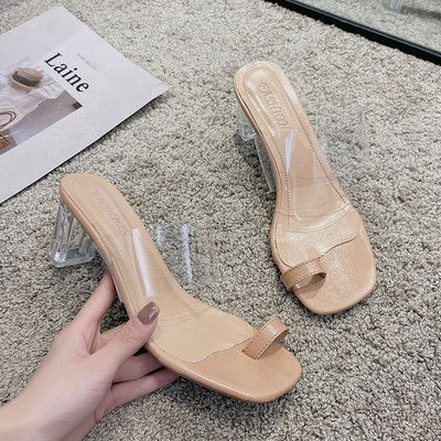 Modernas čības ar augstu caurspīdīgu papēdi - 5 cm vai 9 cm