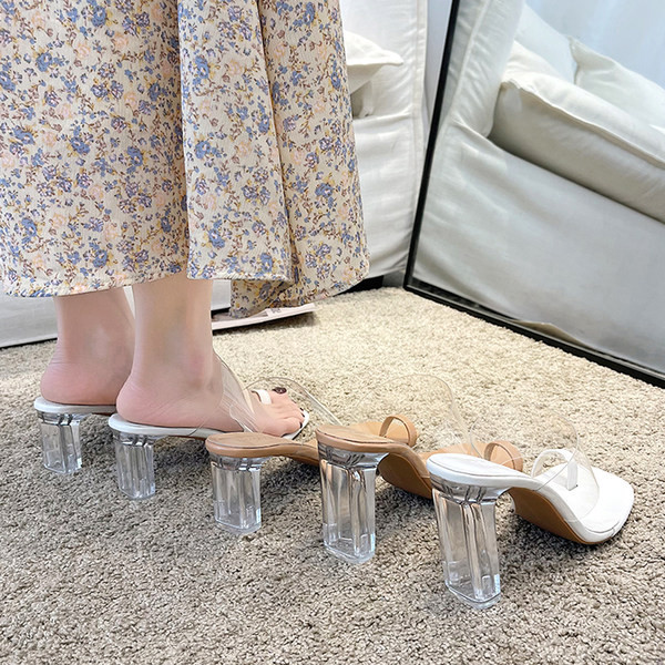 Modernas čības ar augstu caurspīdīgu papēdi - 5 cm vai 9 cm