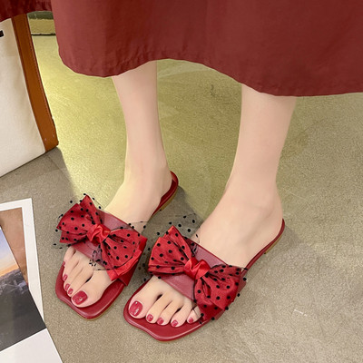 Sieviešu čības ar tilla un satīna lenti