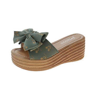 Γυναικείες παντόφλες με κορδέλα και πλατφόρμα 7 cm