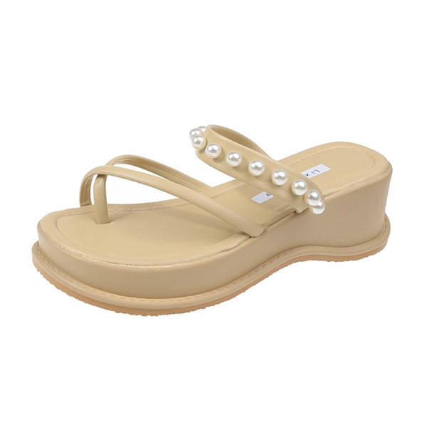 Ikdienas platformas čības ar pērļu rotājumu