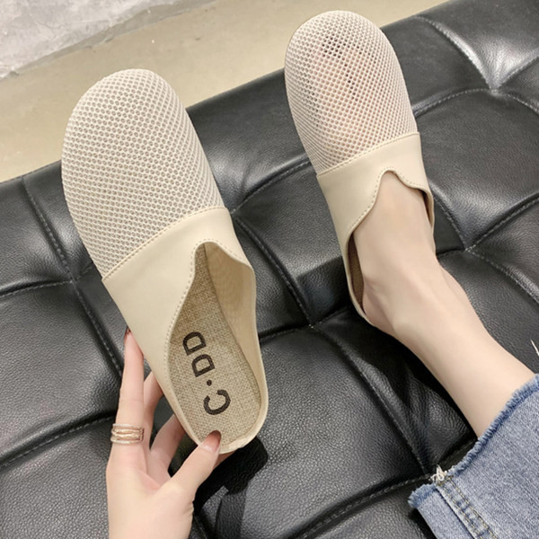 Uždaros moteriškos šlepetės iš eko odos ir tekstilės