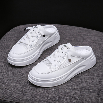 Ikdienas sieviešu slēgtas čības no mākslīgās ādas ar mežģīnēm