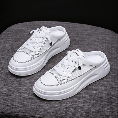 Ikdienas sieviešu slēgtas čības no mākslīgās ādas ar mežģīnēm