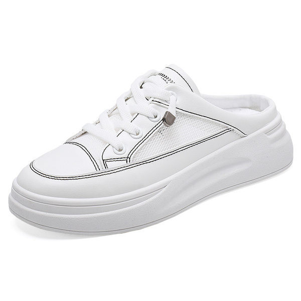 Ikdienas sieviešu slēgtas čības no mākslīgās ādas ar mežģīnēm