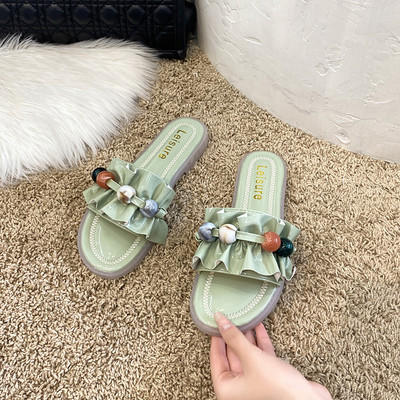 Ikdienas sieviešu čības ar krāsainām pērlītēm