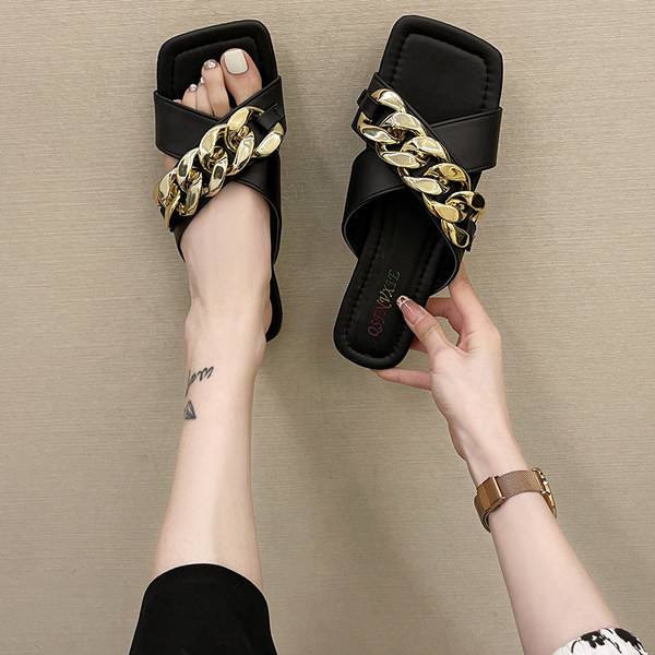 Jauns sieviešu neslīdošo čību modelis ar metāla apdari