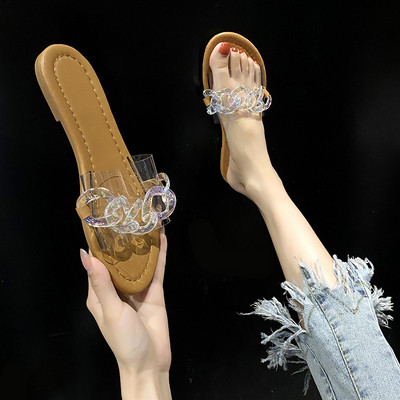 Sieviešu ikdienas čības ar plakanu zoli un silikona siksniņu