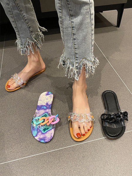 Sieviešu ikdienas čības ar plakanu zoli un silikona siksniņu