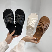 Jauna modeļa vasaras čības ar krusteniskām siksnām no eko ādas