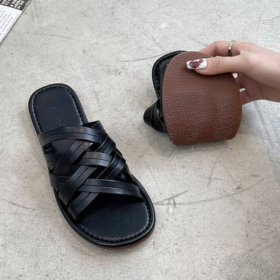 Jauna modeļa vasaras čības ar krusteniskām siksnām no eko ādas