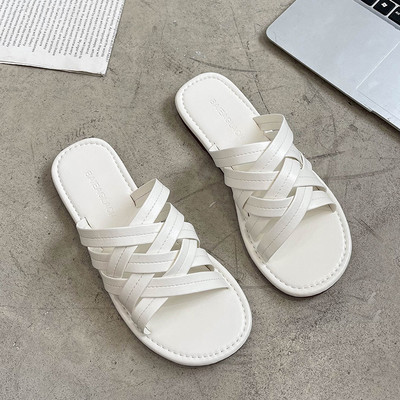 Jauna modeļa vasaras čības ar krusteniskām siksnām no eko ādas