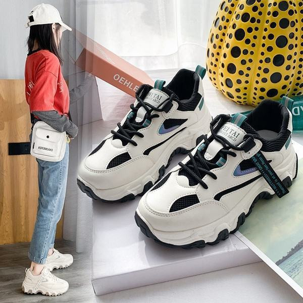 Αθλητικά και casual γυναικεία πάνινα παπούτσια με τραχιά σόλα - δύο χρώματα