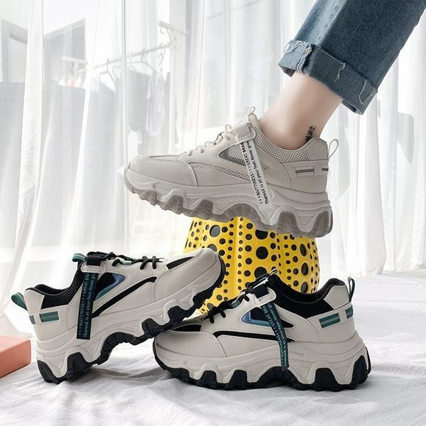 Αθλητικά και casual γυναικεία πάνινα παπούτσια με τραχιά σόλα - δύο χρώματα