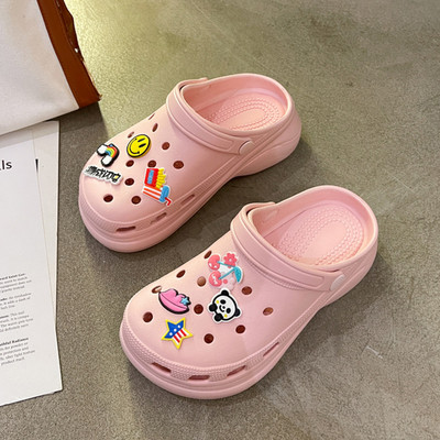 Moteriškos guminės šlepetės crocs tipo su aplikacijomis