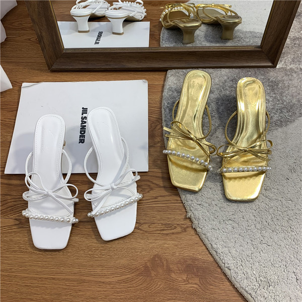 Jauns sieviešu čību modelis ar pērlēm un 4,5 cm papēdi