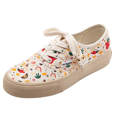 Νέο μοντέλο χρωματιστά γυναικεία αθλητικά παπούτσια με επίπεδη σόλα και κορδόνια