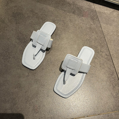 Γυναικείες έκο δερμάτινες παντόφλες  - επίπεδη σόλα