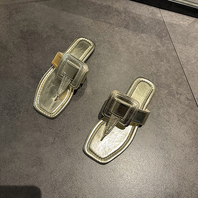 Γυναικείες έκο δερμάτινες παντόφλες  - επίπεδη σόλα