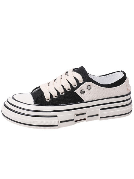 Sieviešu kedas no tekstila ar plakanu zoli un šņorēm