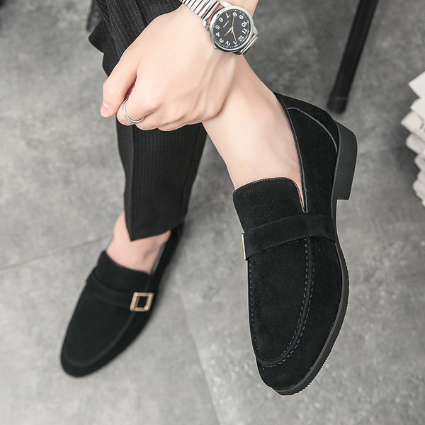 Мъжки ежедневни мокасини от еко велур с катарами