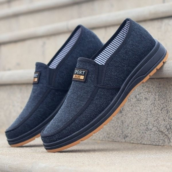 Paprasti vyriški mokasinai su tekstiliniu užrašu