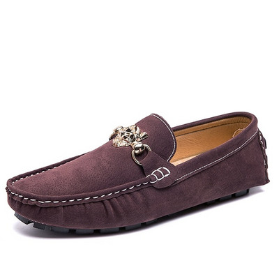 Patogūs vyriški mokasinai iš eko zomšos su metalo apdaila