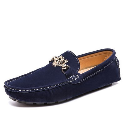 Patogūs vyriški mokasinai iš eko zomšos su metalo apdaila