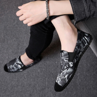 Ανδρικά casual μοκασίνια από ύφασμα με επίπεδη σόλα