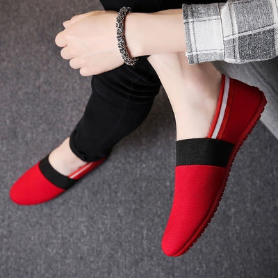 Ανδρικά casual μοκασίνια από ύφασμα με επίπεδη σόλα