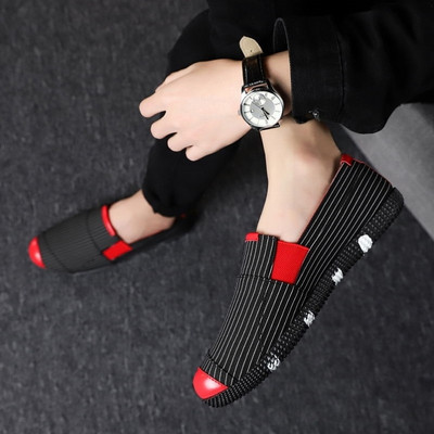 Ανδρικά casual μοκασίνια από ύφασμα με επίπεδη σόλα