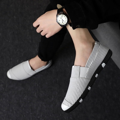 Ανδρικά casual μοκασίνια από ύφασμα με επίπεδη σόλα