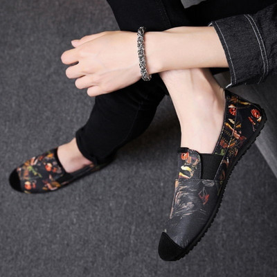 Ανδρικά casual μοκασίνια από ύφασμα με επίπεδη σόλα