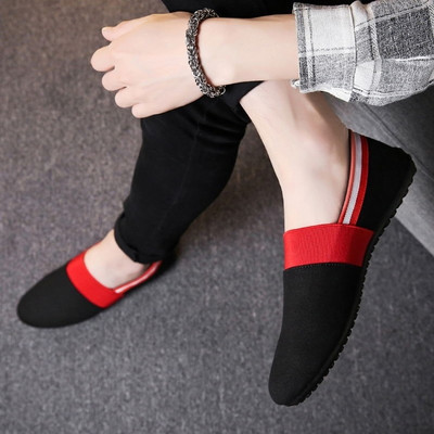 Ανδρικά casual μοκασίνια από ύφασμα με επίπεδη σόλα