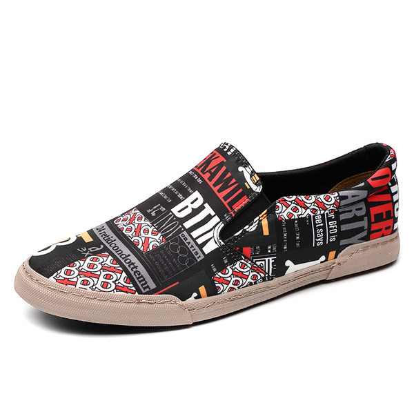 Πολύχρωμα ανδρικά μοκασίνια με επιγραφές και επίπεδη σόλα