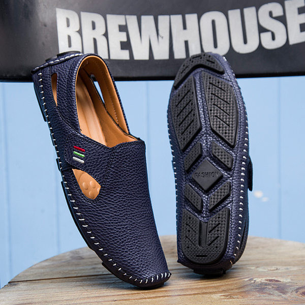 Ikdienas vīriešu mokasīni no mākslīgās ādas ar velcro aizdari