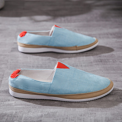 Vīriešu tekstila mokasīni - zilā krāsā